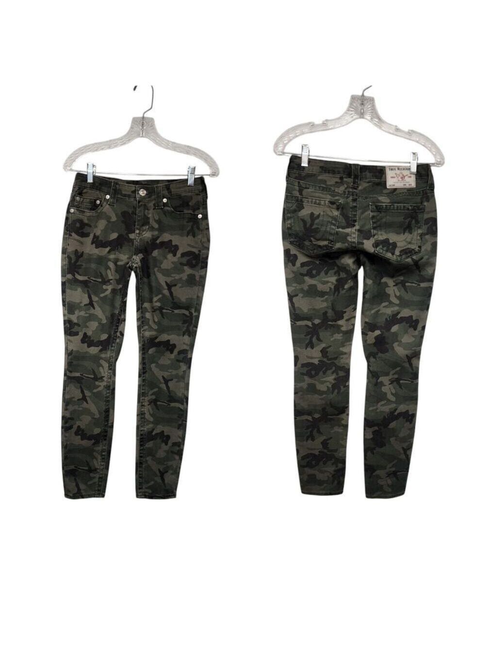 True Religion Camouflage Skinny Halle Jeans Size 27 Multicolor Green